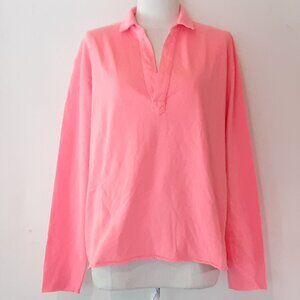 NEW FRANK & EILEEN TEE LAB PATRICK POPOVER HENLEY JERSEY KNIT TOP IN NEON PK M